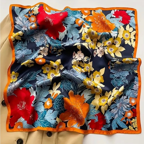 Floral Silk Scarf - Multicolor - Picture 2 of 3